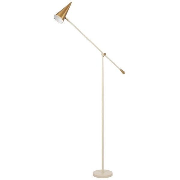 Teraform TFS Tall Beige Brass Floor Lamp with Foot Switch for Statement Lighting