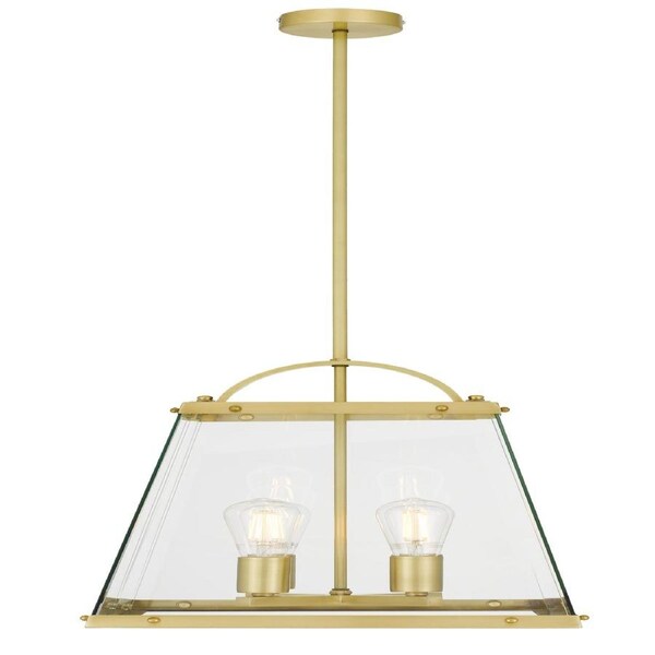 Helsinki TFS Solid Brass 4-Light Pendant with Clear Glass Cylinder Shades
