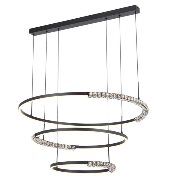 Berlin TFS Black Sand Three-Tier LED Pendant with Crystal Detail for Luxurious Style