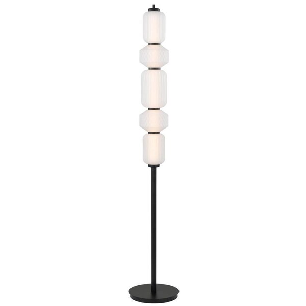 Amalfi TFS Black and Frost Glass LED Floor Lamp, Dimmable 3000K Soft Lighting