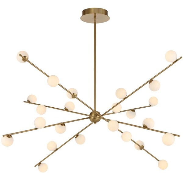 Oxford TFS Antique Gold Twenty-Four-Light LED Pendant with Opal Matt Shades