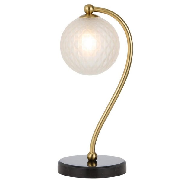 Terashade TFS Black Marble Table Lamp with Antique Gold and Frost Tear Glass Shade