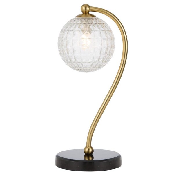 Teramont TFS Black Marble Table Lamp with Antique Gold and Clear Prism Glass Shade