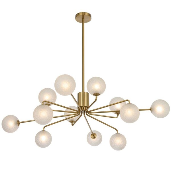 Rivaville TFS Antique Gold Twelve-Light Pendant with Frost Tear Pattern Glass