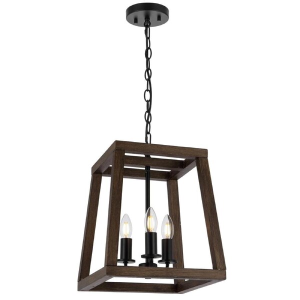 Riga TFS Black Matt and Walnut Three-Light Pendant for Warm Modern Dining Spaces