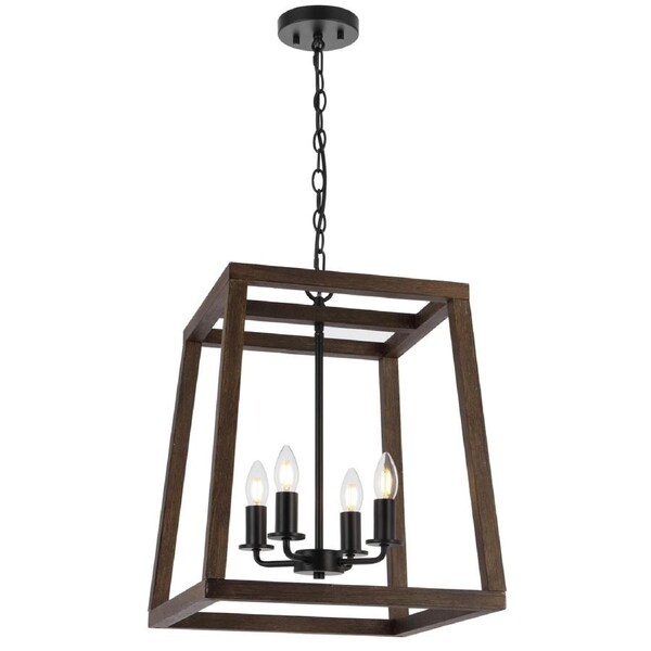 Tallinn TFS Black Matt and Walnut Four-Light Pendant for Contemporary Living Rooms