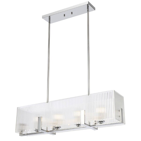 Teramont TFS Chrome 4-Light Pendant with Clear Glass for Modern Spaces