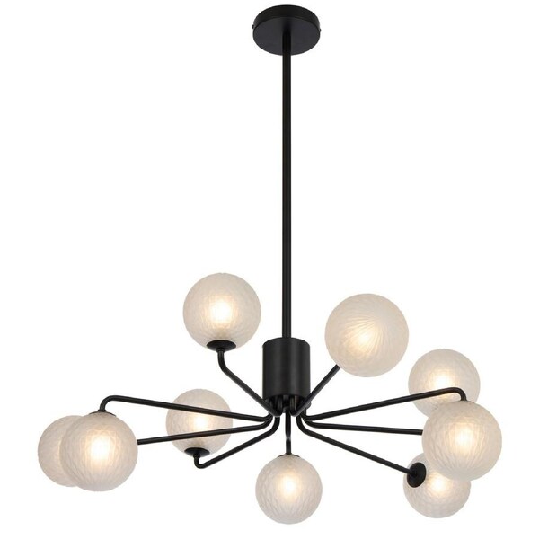 Vitamont TFS Black Nine-Light Pendant with Frost Tear Pattern Glass Shade Lighting