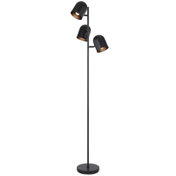 Bergamo TFS Black Satin Floor Lamp, 3-Light Design with Adjustable Head Switch