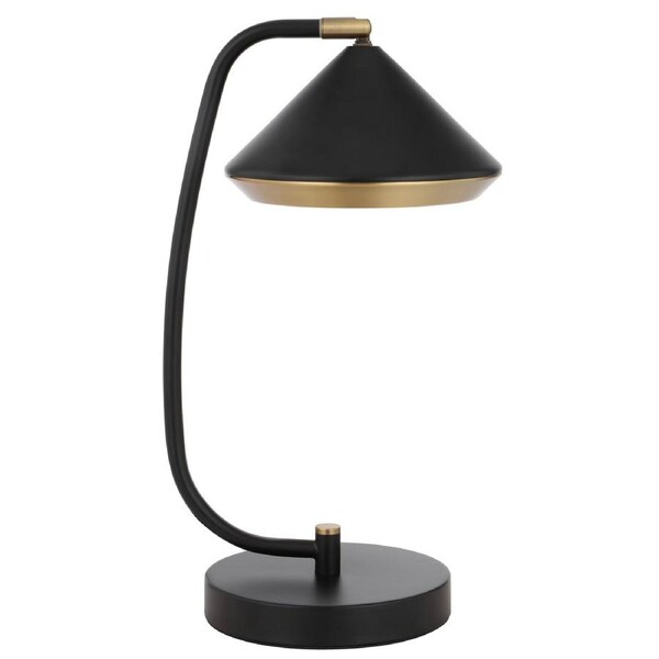Savona TFS Black Yellow Brass Table Lamp with Inline Switch for Modern Homes