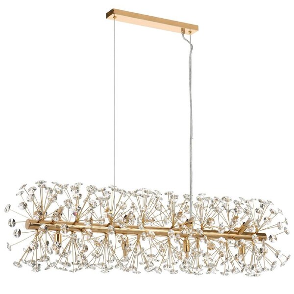 Pamplona TFS Gold Crystal 12 Light Rectangular Pendant with 2m Chain Fixture