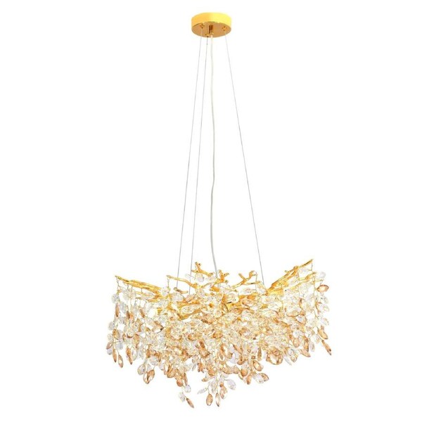 Riga TFS Gold Crystal Pendant with Clear and Amber Glass for Sophisticated Decor