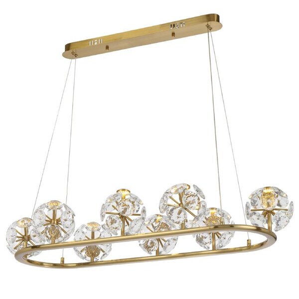 Dublin TFS Antique Gold Eight-Light LED Pendant for Modern Dining and Living Rooms