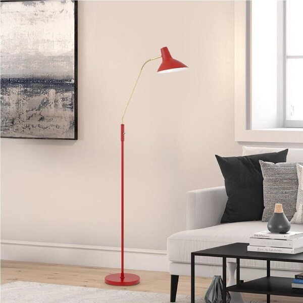 Bellawood TFS Red and Brass Floor Lamp with Red Rocket Switch for Bold Interiors