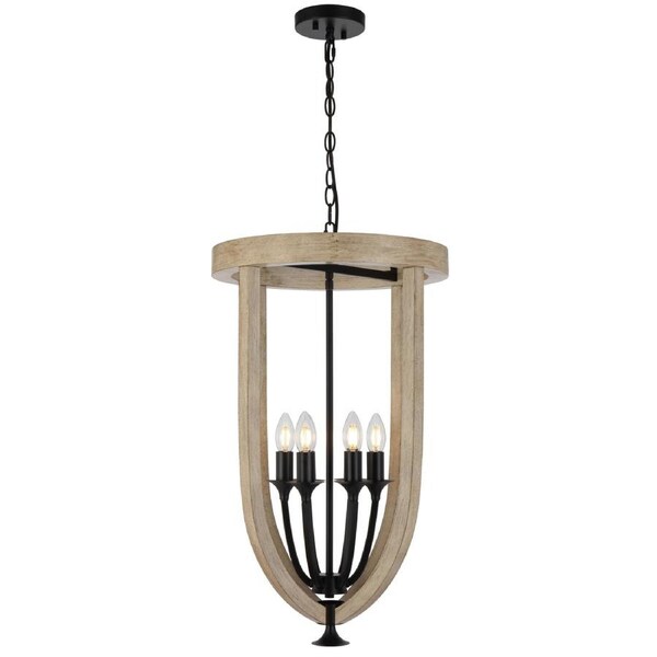 Zanoshade TFS Black Timber Six-Light Pendant for Modern Home Interiors