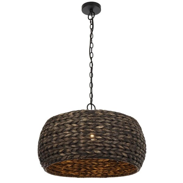Aosta TFS Black Natural Fiber Pendant for Rustic and Contemporary Home Interiors