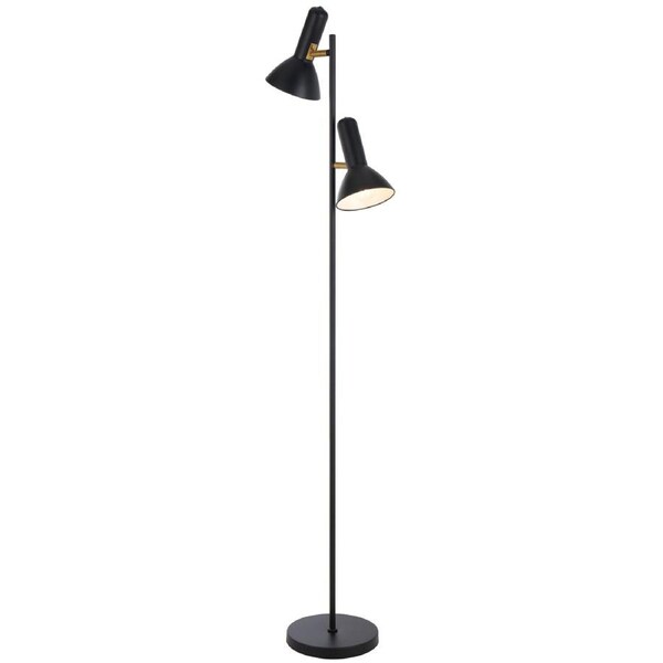 Bellamont TFS Black Satin Two-Light Floor Lamp with Adjustable Headlight