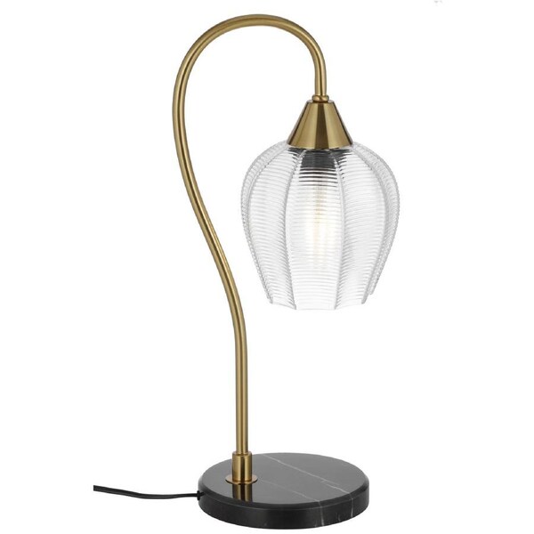 Granada TFS Black Marble and Gold Table Lamp with Clear Glass for Luxe Interiors