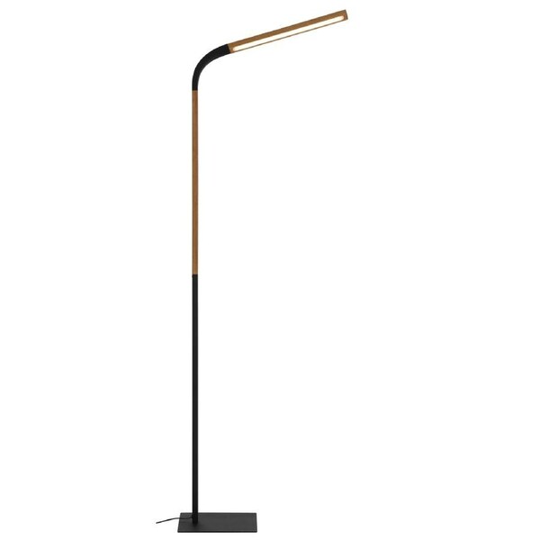Jasper TFS Black Matt and Ash Timber LED Floor Lamp for Modern Minimalist Spaces