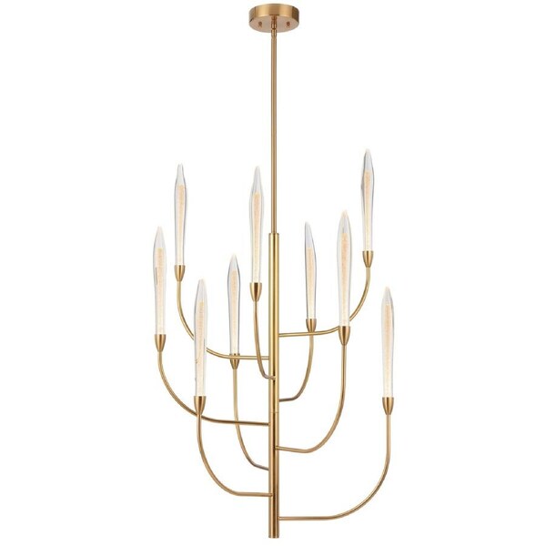 Messina TFS Gold Crystal Pendant with LED Lights for Luxurious Living or Dining