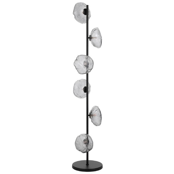Reims TFS Black Floor Lamp with Smoke Glass Shades for Moody Sophisticated Lighting