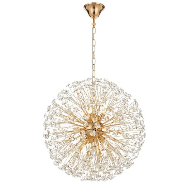 Zaragoza TFS 12-Light Gold Pendant with Clear Crystal Detail for Grand Interiors