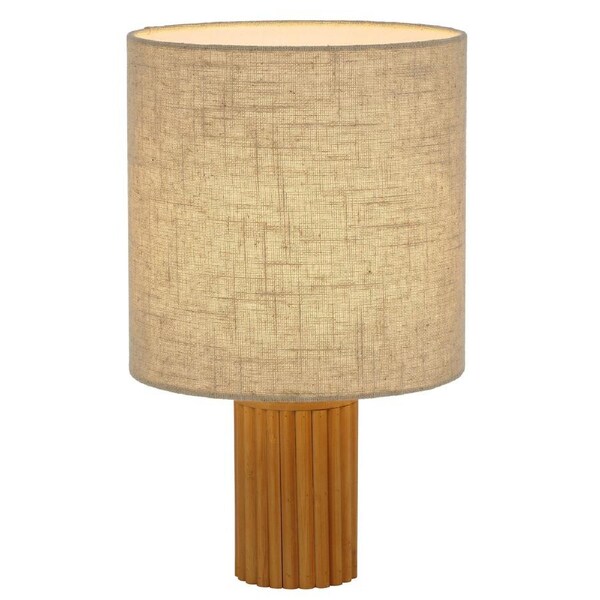 Altoton TFS Pine Timber Table Lamp with Cream Linen Shade for Cozy Home Lighting