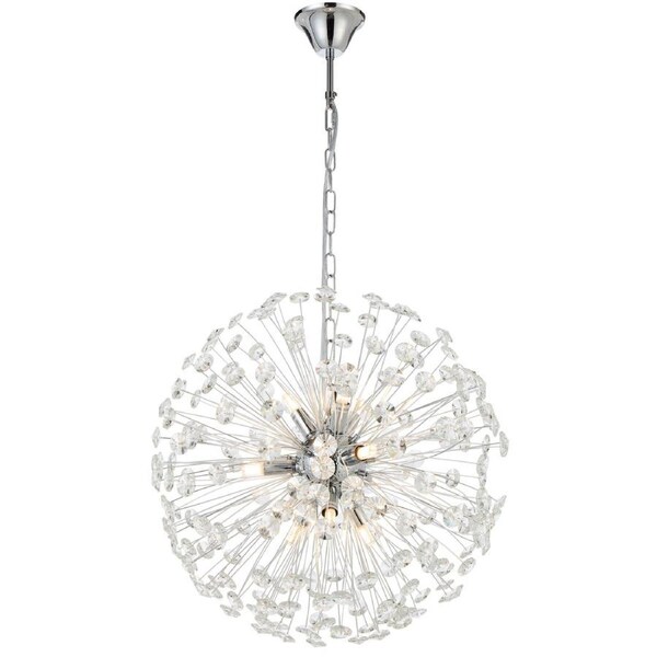 Vigo TFS 9-Light Chrome Pendant with Elegant Clear Crystal Shade Arrangement