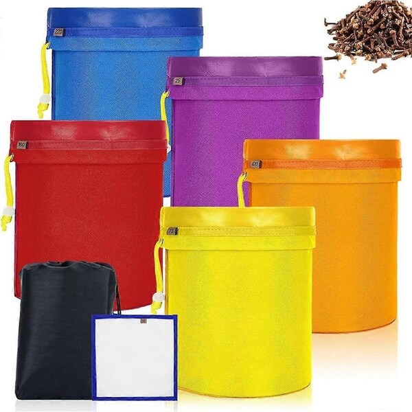 5 Pack 5-Gallon Filter Bag, Storage Bags with Filter Screen Reusable Brew Bag with Adjustable Drawstring Fine Mesh Bag