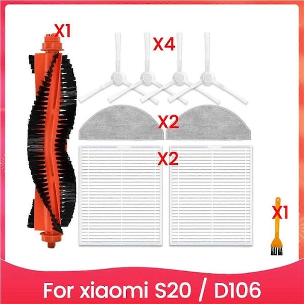 For Robot Vacuum S20 / D106 Accessories Main Side Brush Hepa Filter Mop Cloth Dust Bag Replacement Spare Parts
