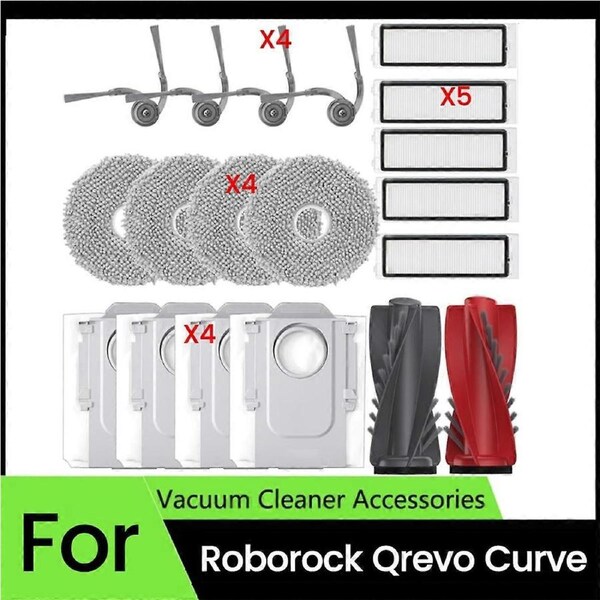 Replacement Parts for Qrevo Curve Robot Vacuum Parts Main Brush Side Brush HEPA Filters Mop Cloth Dust Bags