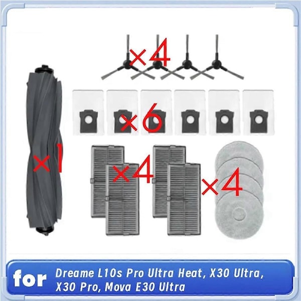 19 Pcs for L10s Pro Ultra Heat/X30 Ultra/X30 Pro/ E30 Ultra Robot Vacuum Cleaner Sweeper Accessories