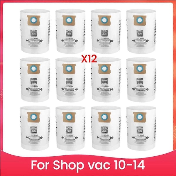 12PCS Universal Dry Vac Dust Bag 10 to 14 Gallon Vacuum Cleaners for 10-14 Gallon Dust Bags