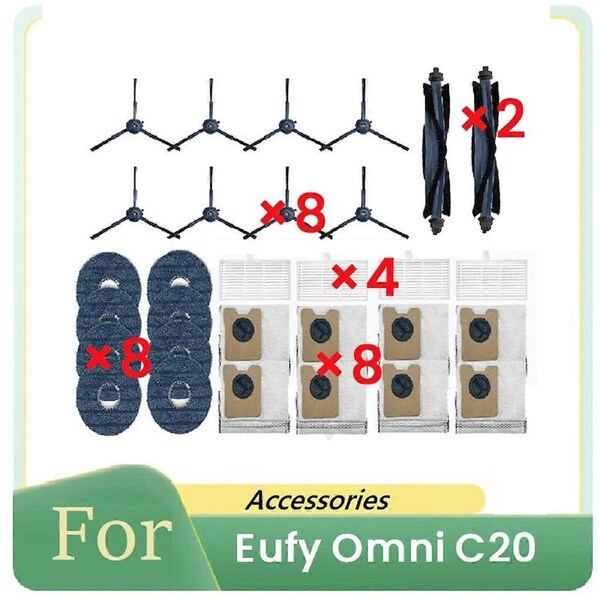 28 Pcs for Omni C20 Sweeping Robot Accessories Cleaner Parts Replacement Main Side Brush Mop Filter Set Dust Bag