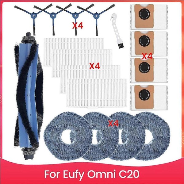 Accessory Set for Omni C20 Vacuum Cleaner Replacement Part Main Side Brush Hepa Filter Mop Cloth Dust Bags