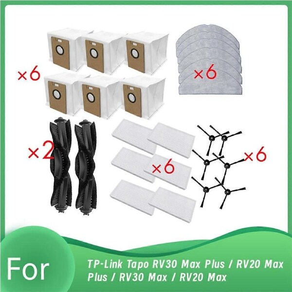 For RV20 Max Plus Robot Vacuum Main Side Brush Mop Filter Dust Bags