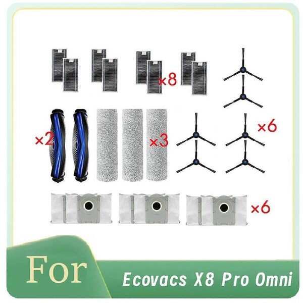 25 Pcs for Ecovacs X8 Pro Omni Robot Vacuum Roller Side Brush