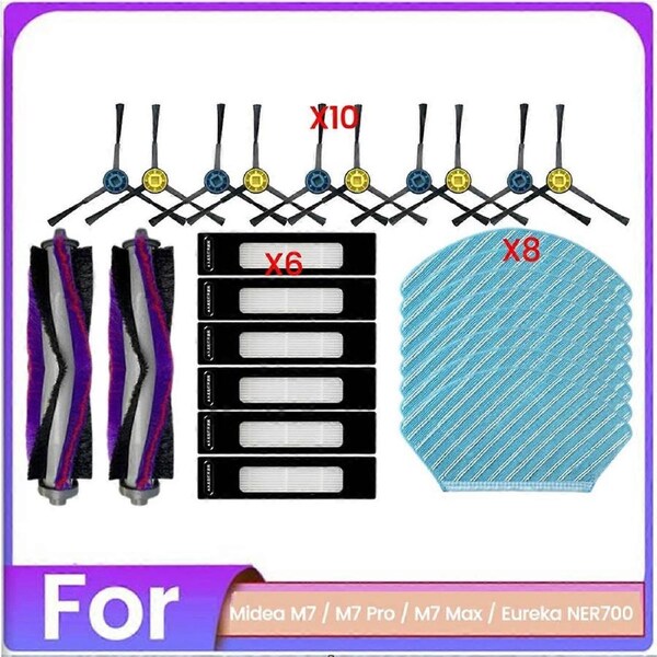 For Midea M7/Eureka NER700 Vacuum Brush, Filter & Mop Cloth Kit