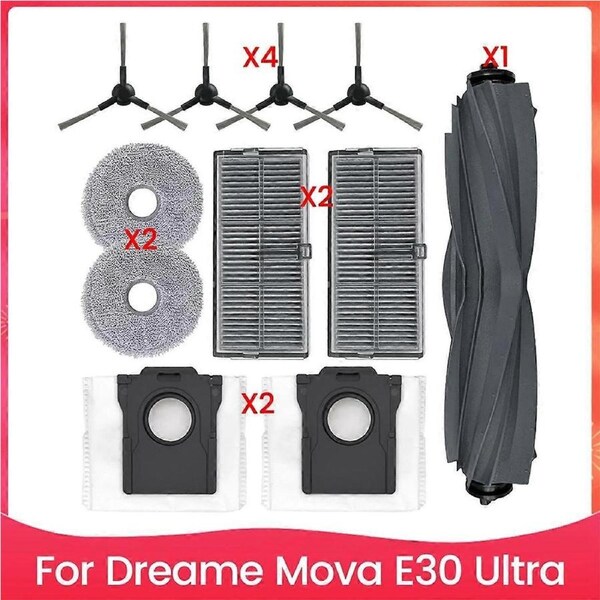 Replacement Parts for E30 Ultra Robot Vacuum Cleaner Main Side Brush HEPA Filter Mop Pad Dust Bag