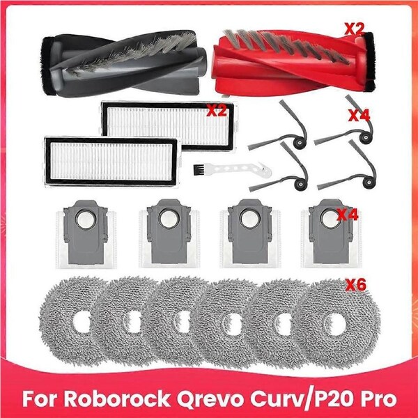 Accessories for Qrevo Curv, P20 Pro Vacuum Cleaner Robot Replacement Part Main Side Brush Hepa Filter Mop Bags