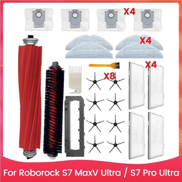 Accessories Kit for S7 MaxV Ultra / S7 Pro Ultra Vacuum Cleaner Main Side Brush HEPA Filter Mop Cloth Dust Bags
