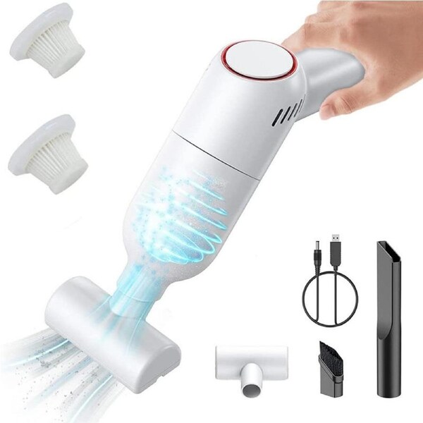 Nevenka Mini Vacuum Cleaner Rechargeable with Strong Suction for Home Car-White