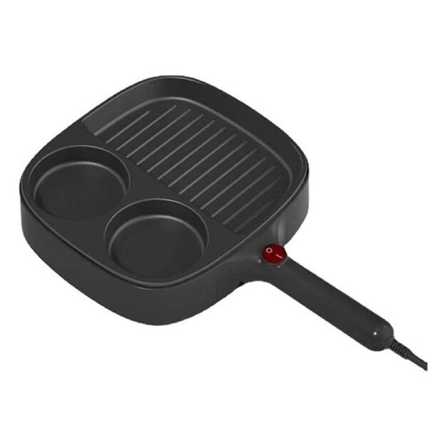 Nevenka 3-In-1 Electric Griddle for Steaks Sandwich Non-stick Frying Pan-Black