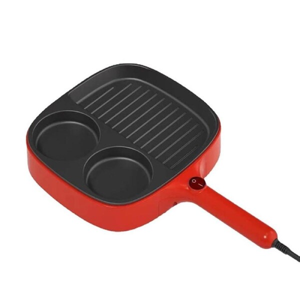 Nevenka 3-In-1 Electric Griddle for Steaks Sandwich Non-stick Frying Pan-Red