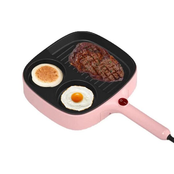 Nevenka 3-In-1 Electric Griddle for Steaks Sandwich Non-stick Frying Pan-Pink