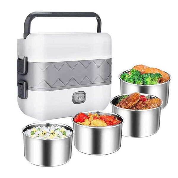Nevenka Electric Lunch Box 2 Layers 4 Stainless Steel Steamer for Office Travel