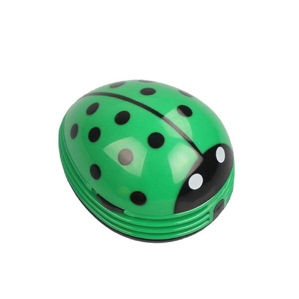 Nevenka Tabletop Crumb Sweeper Handheld Ladybug Dust Vacuum Cleaner-Green