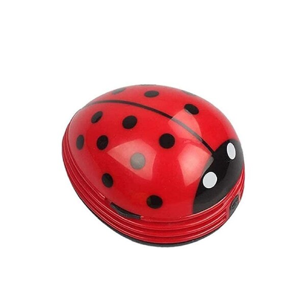 Nevenka Tabletop Crumb Sweeper Handheld Ladybug Dust Vacuum Cleaner-Red