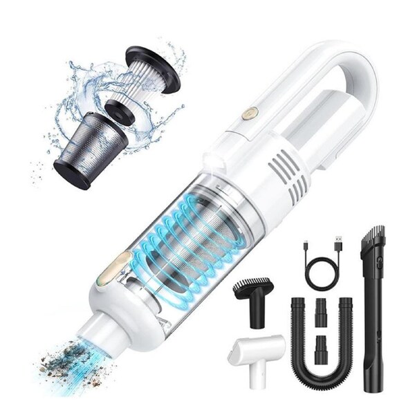 Nevenka Cordless Vacuum for Car Rechargeable with Light & Multi Accessories-White