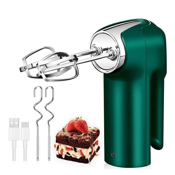 Nevenka Cordless Hand Mixers Rechargeable 3 Speed for Egg Bread Cream-Green